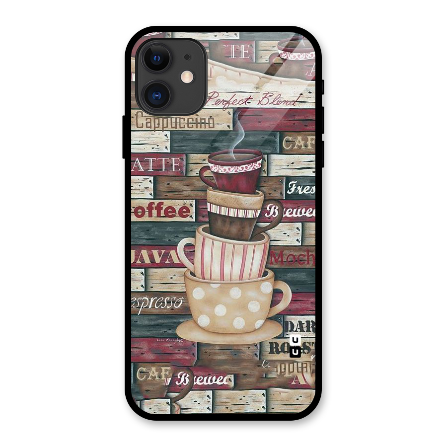 Cute Coffee Cups Glass Back Case for iPhone 11