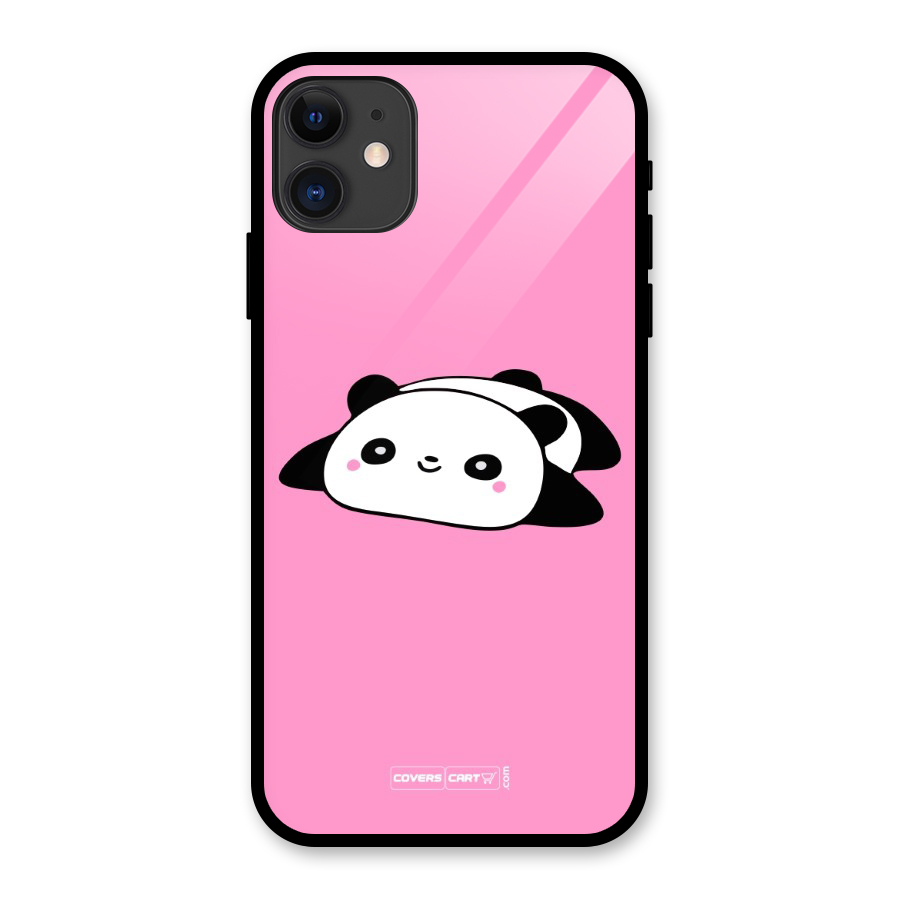 Cute Lazy Panda Glass Back Case for iPhone 11