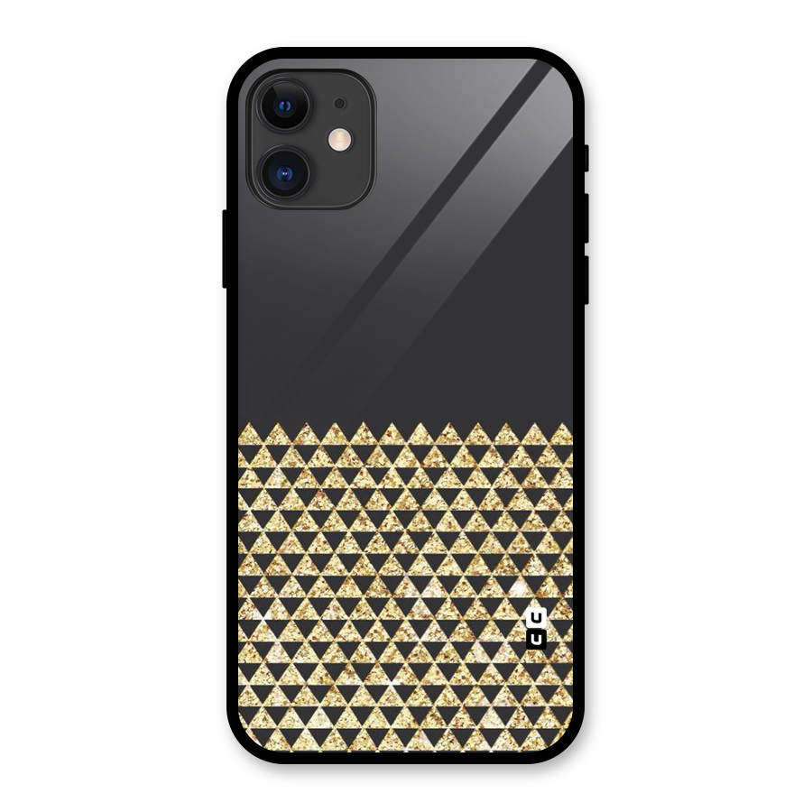 Dark Grey Golden Triangles Glass Back Case for iPhone 11