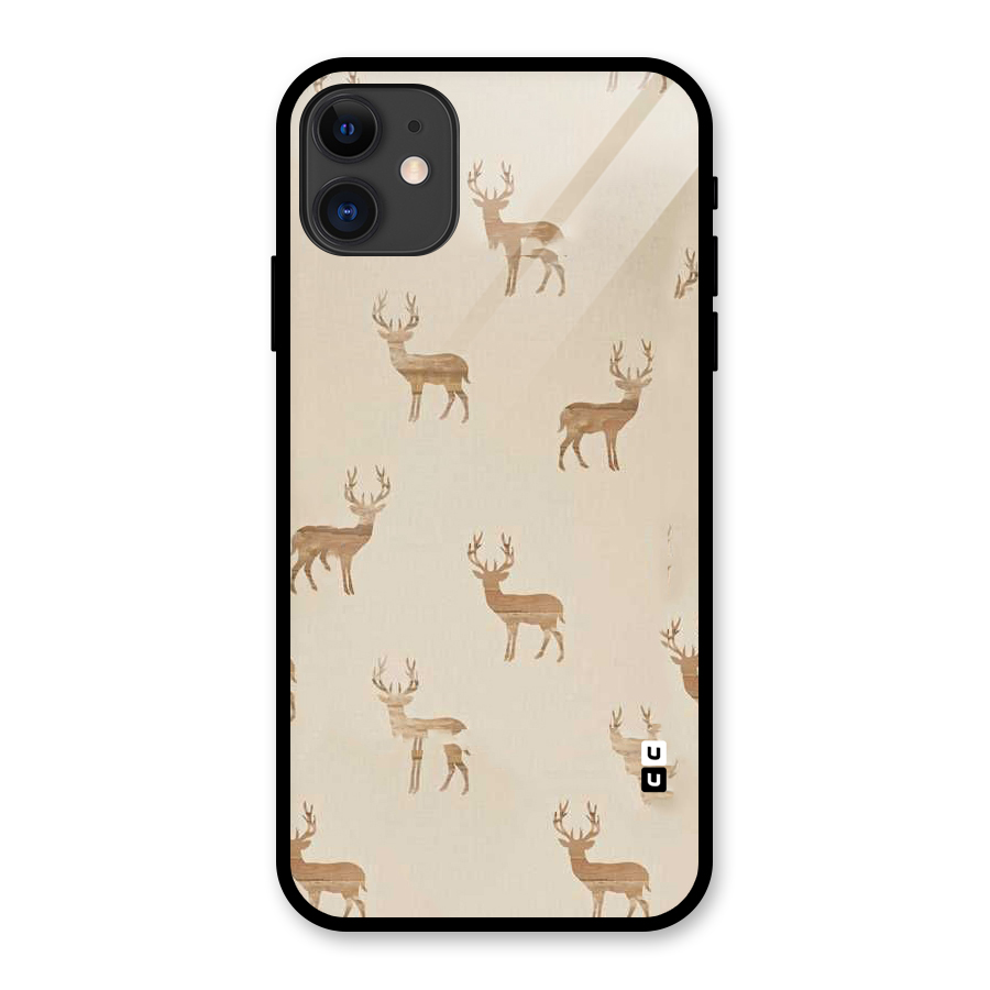 Deer Pattern Glass Back Case for iPhone 11