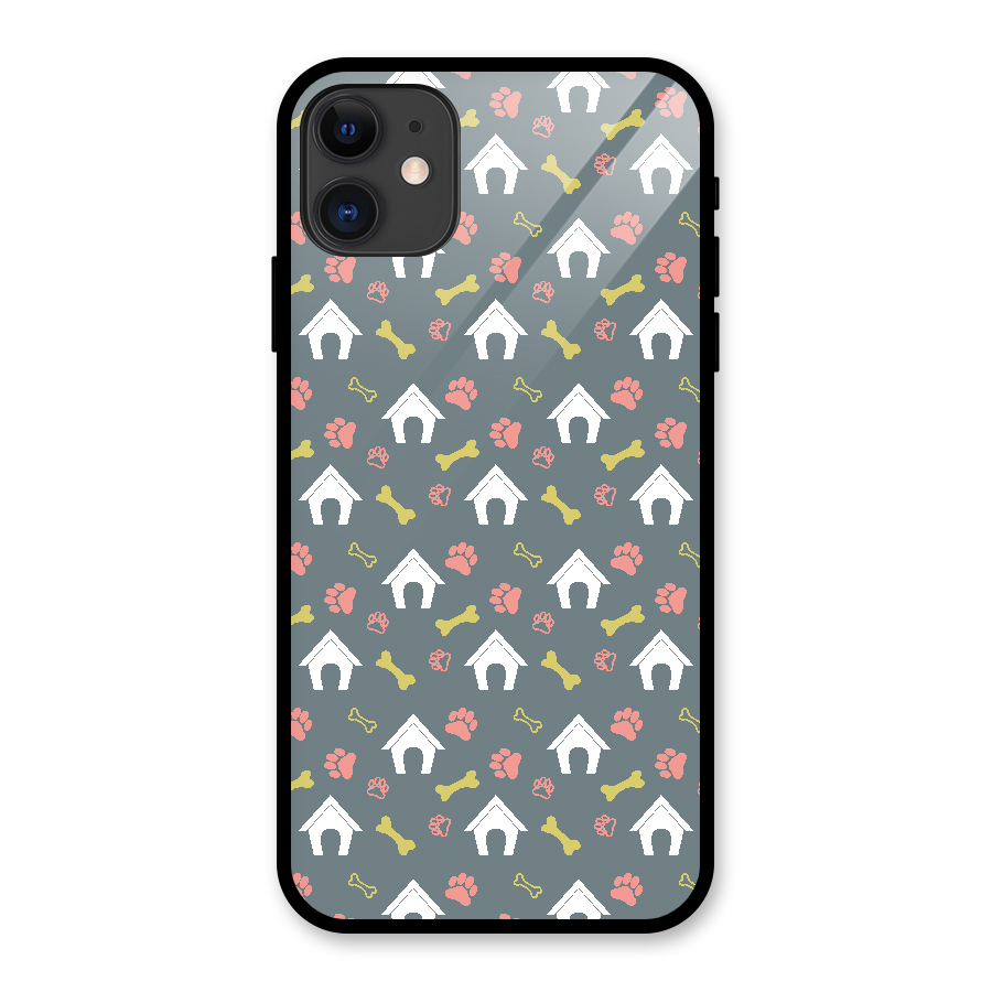 Dog Pattern Glass Back Case for iPhone 11