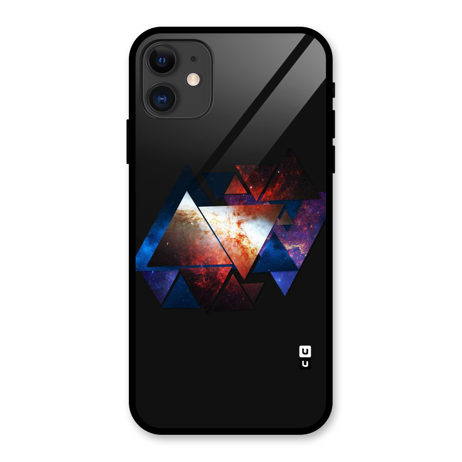 Fire Galaxy Triangles Glass Back Case for iPhone 11