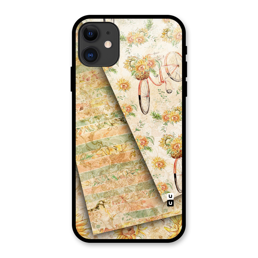 Floral Bicycle Glass Back Case for iPhone 11
