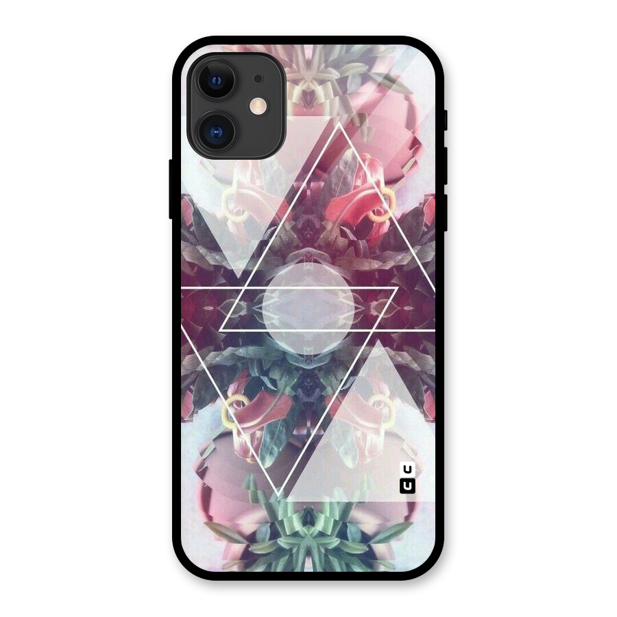 Floral Triangle Glass Back Case for iPhone 11