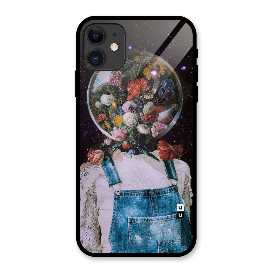 Flower Face Glass Back Case for iPhone 11