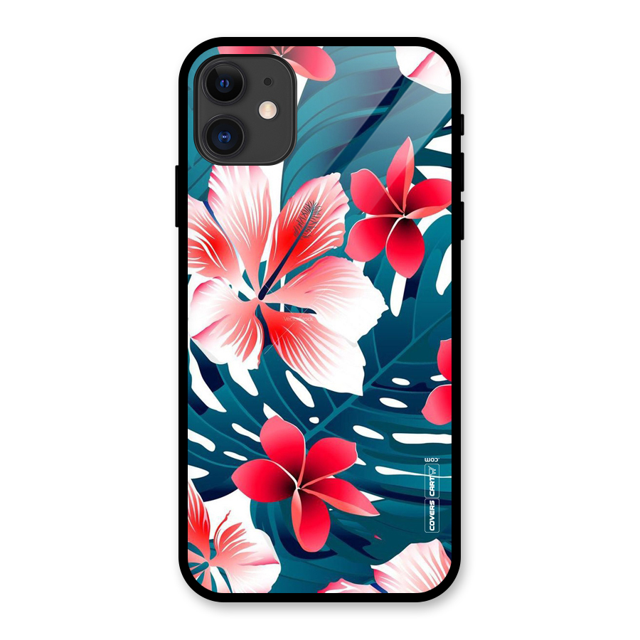 Flower design Glass Back Case for iPhone 11