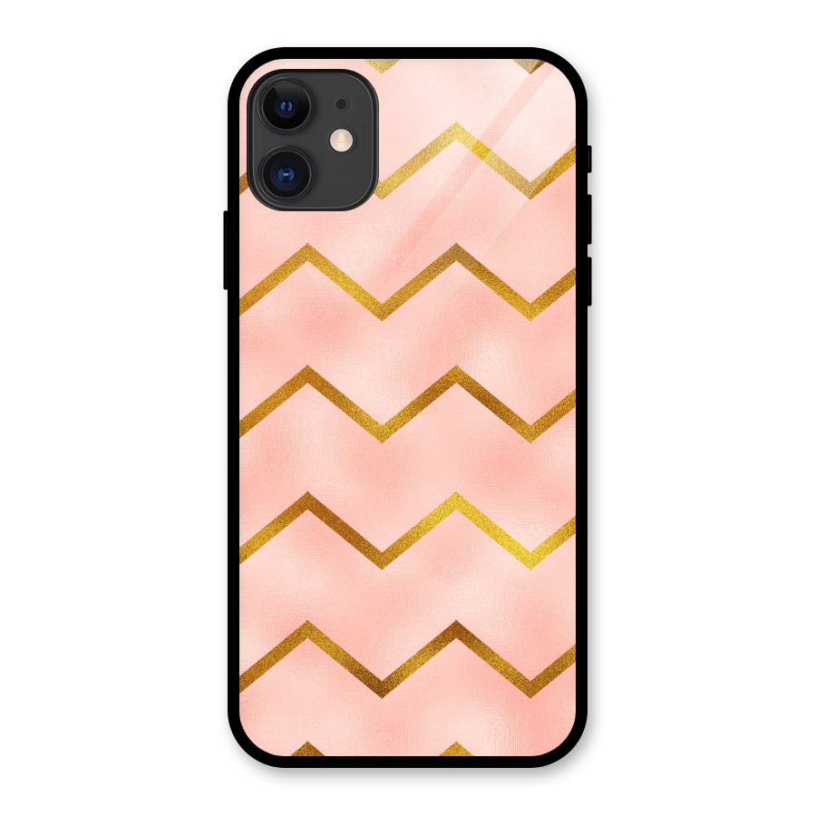 Gold Pink Pattern Glass Back Case for iPhone 11