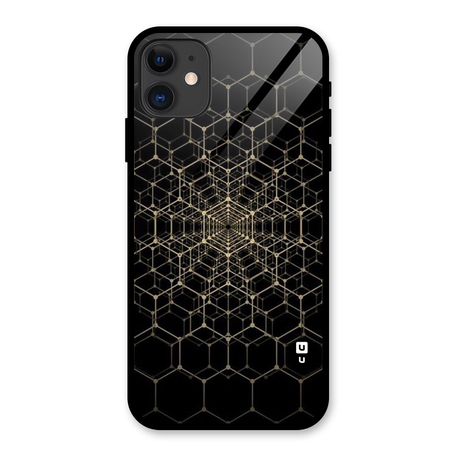 Gold Web Glass Back Case for iPhone 11