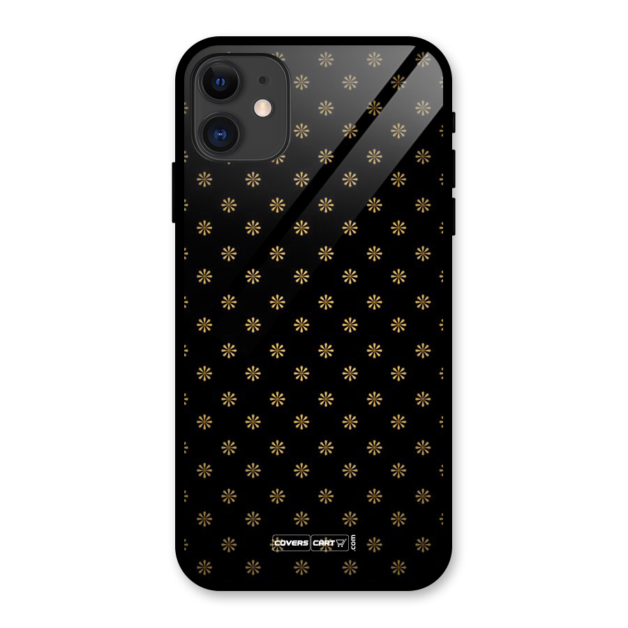 Golden Flowers Glass Back Case for iPhone 11