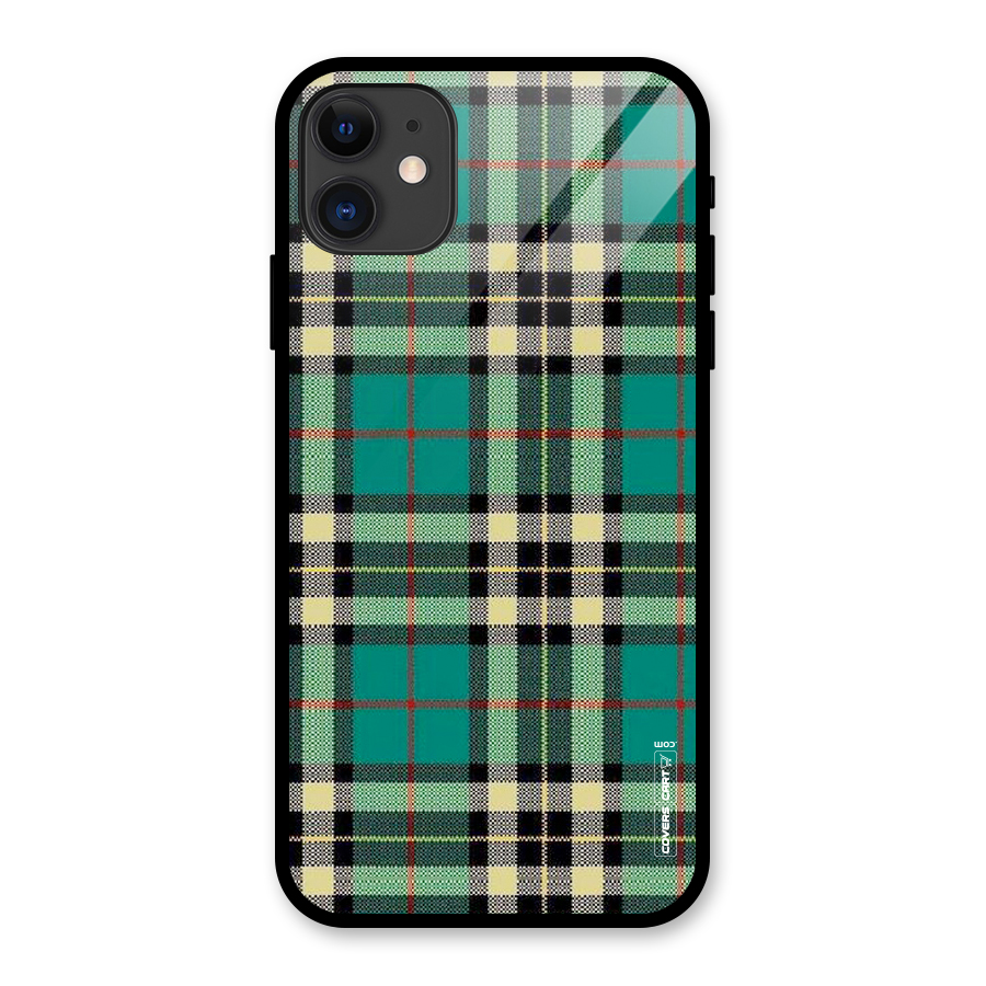 Green Check Glass Back Case for iPhone 11