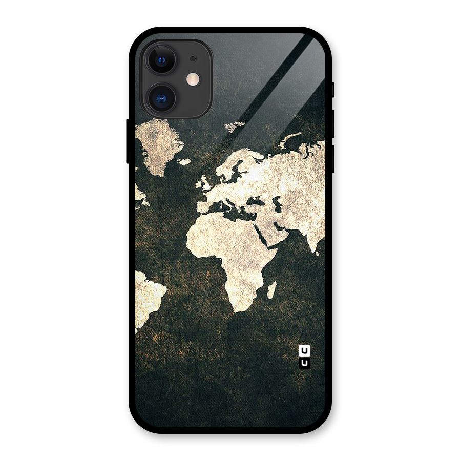 Green Gold Map Design Glass Back Case for iPhone 11