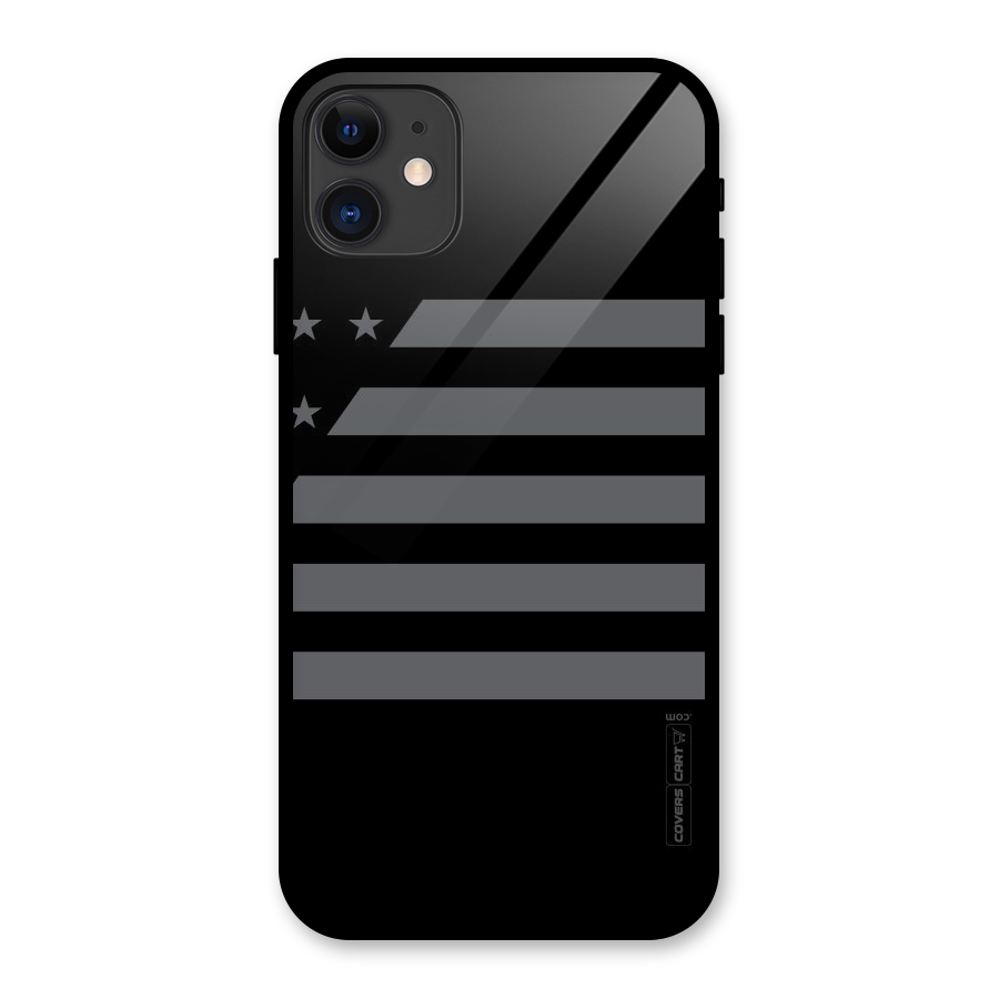 Grey Star Striped Pattern Glass Back Case for iPhone 11