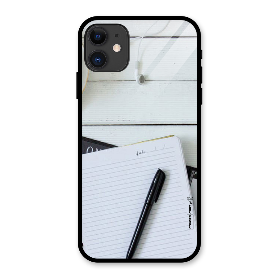Headphones Notes Glass Back Case for iPhone 11