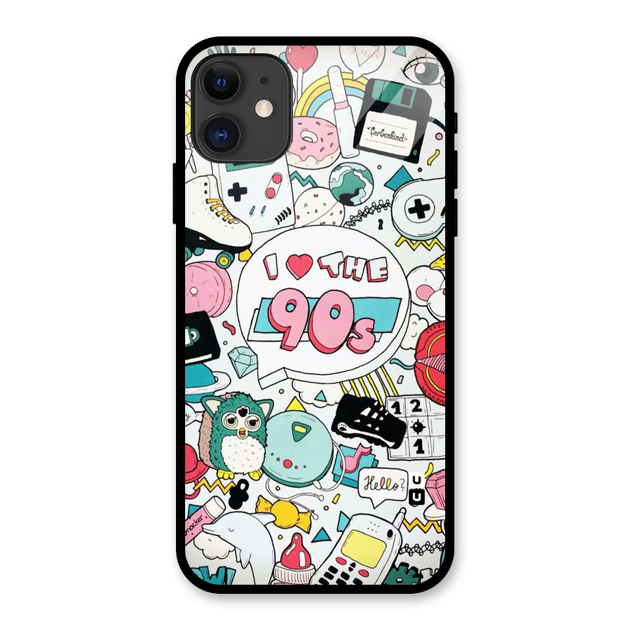 Heart 90s Glass Back Case for iPhone 11