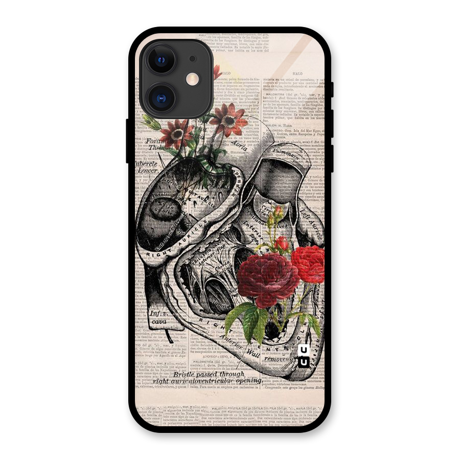 Heart Newspaper Glass Back Case for iPhone 11
