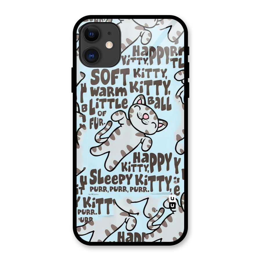 Kitty Pattern Glass Back Case for iPhone 11