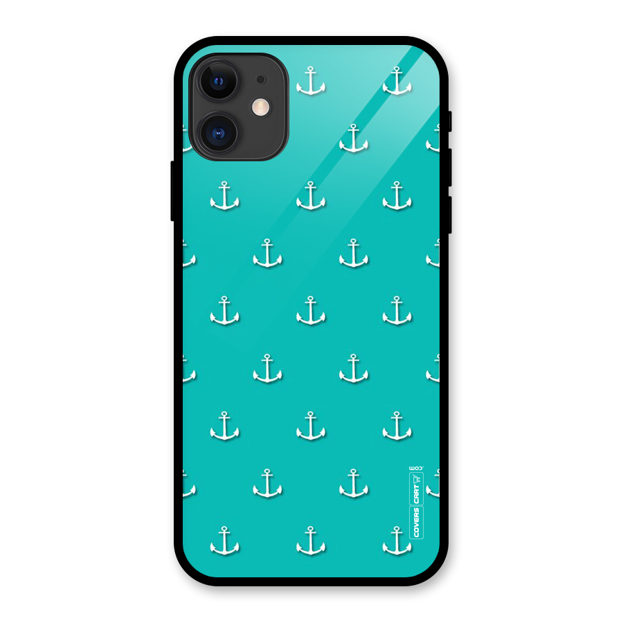 Light Blue Anchor Glass Back Case for iPhone 11