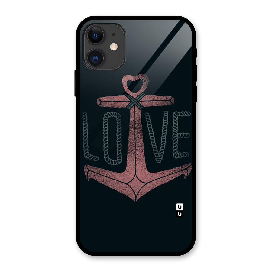 Love Anchor Form Glass Back Case for iPhone 11