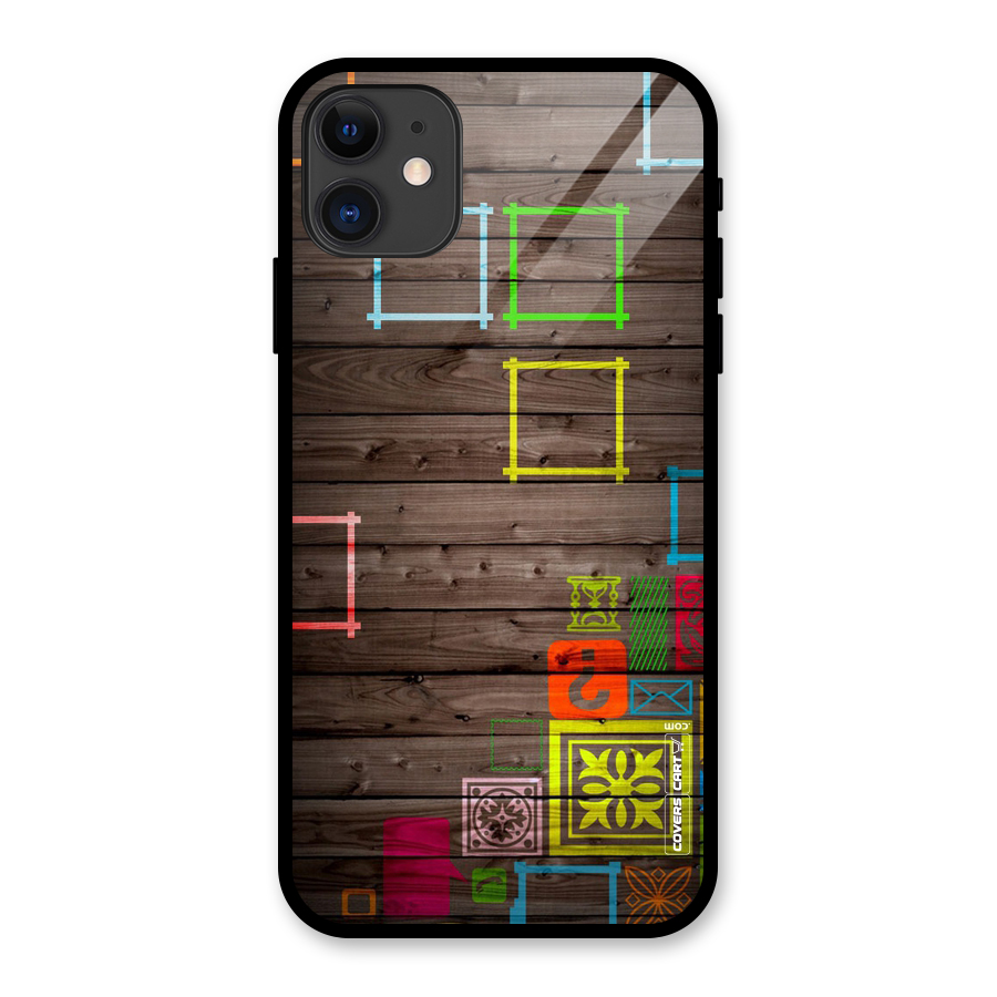 Multicolor Frame Design Glass Back Case for iPhone 11