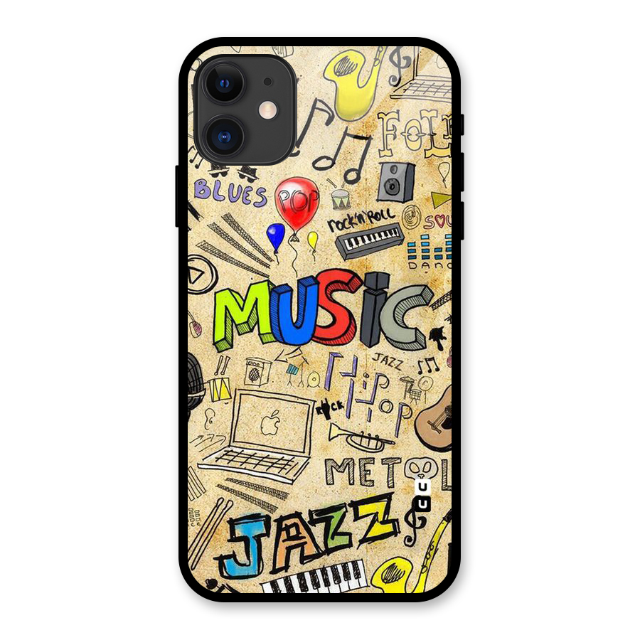Music Pattern Glass Back Case for iPhone 11