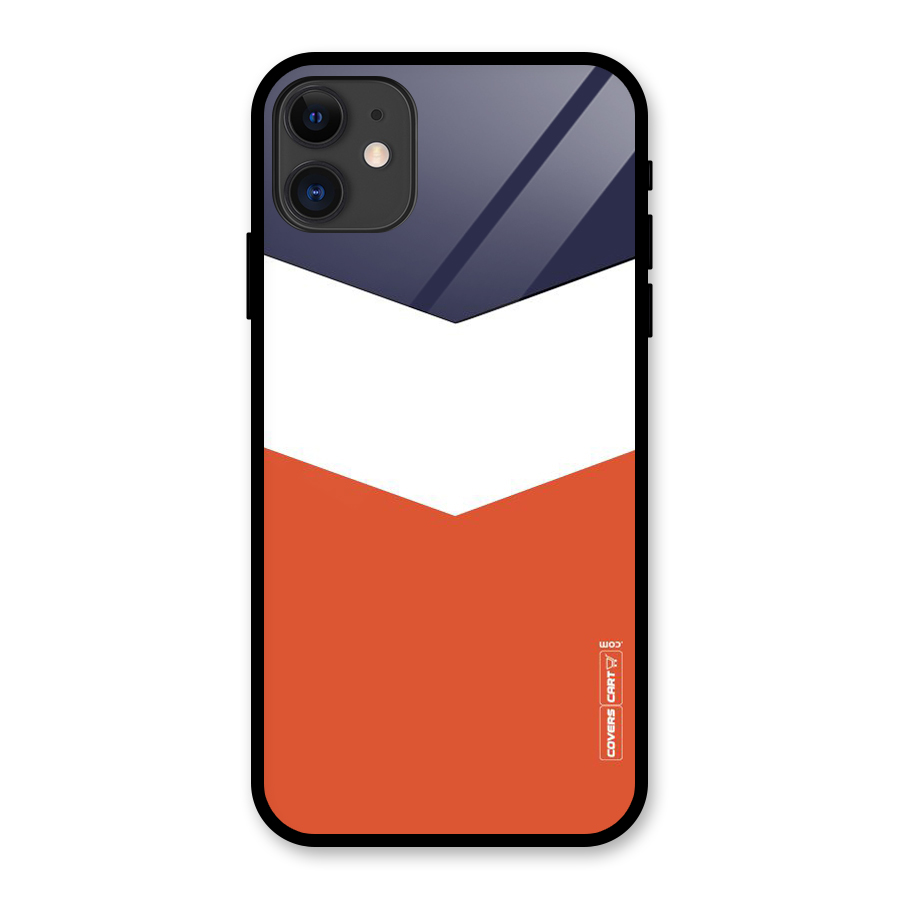 Navy Blue White Orange Arrow Glass Back Case for iPhone 11