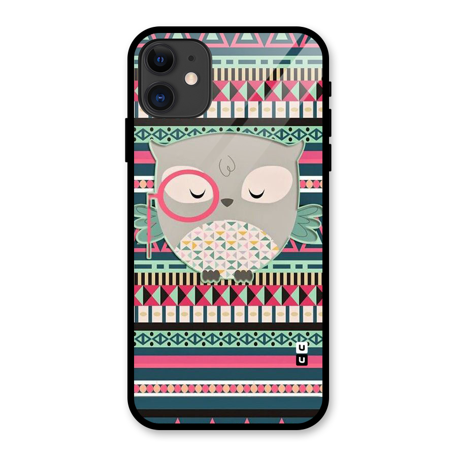 Owl Cute Pattern Glass Back Case for iPhone 11