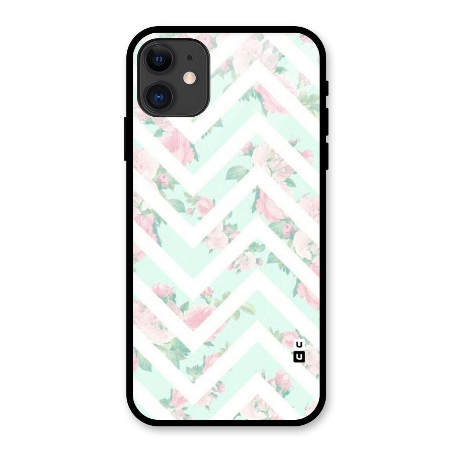 Pastel Floral Zig Zag Glass Back Case for iPhone 11