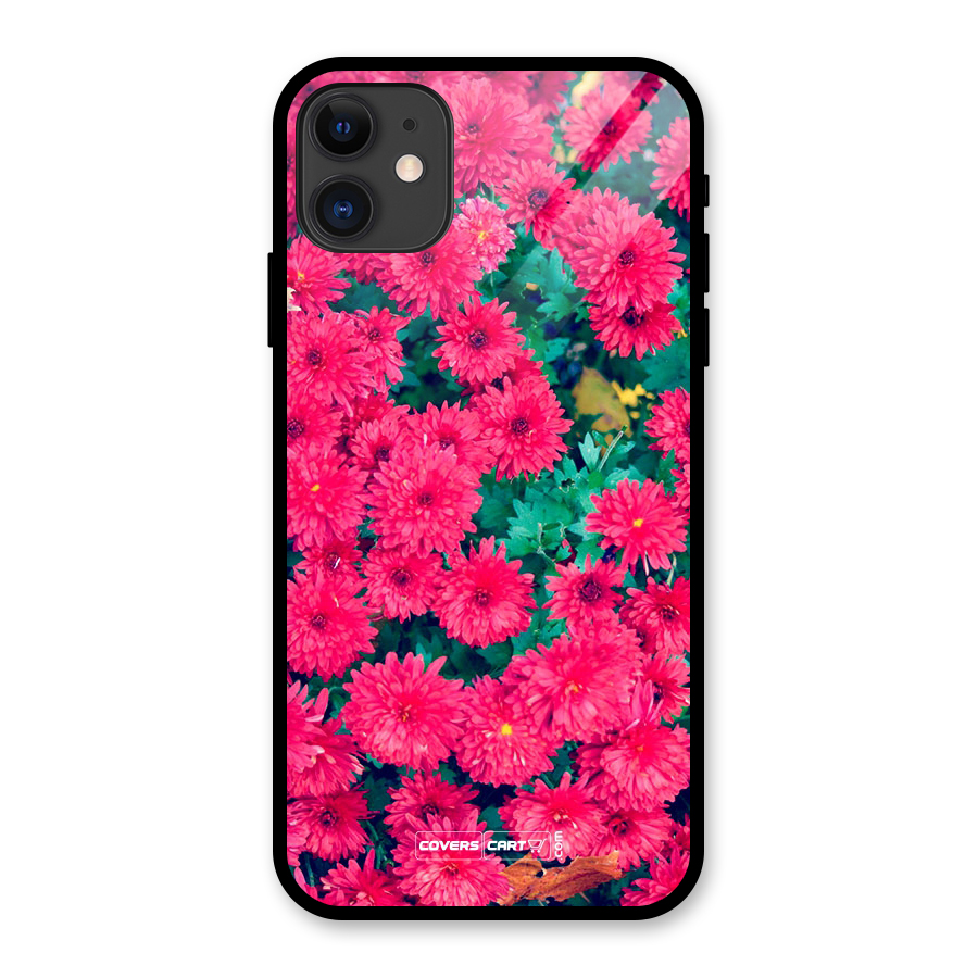 Pink Flowers Glass Back Case for iPhone 11
