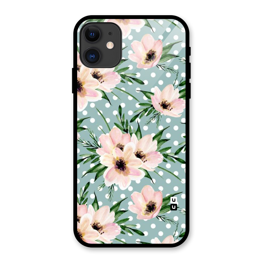 Polka Art Floral Glass Back Case for iPhone 11
