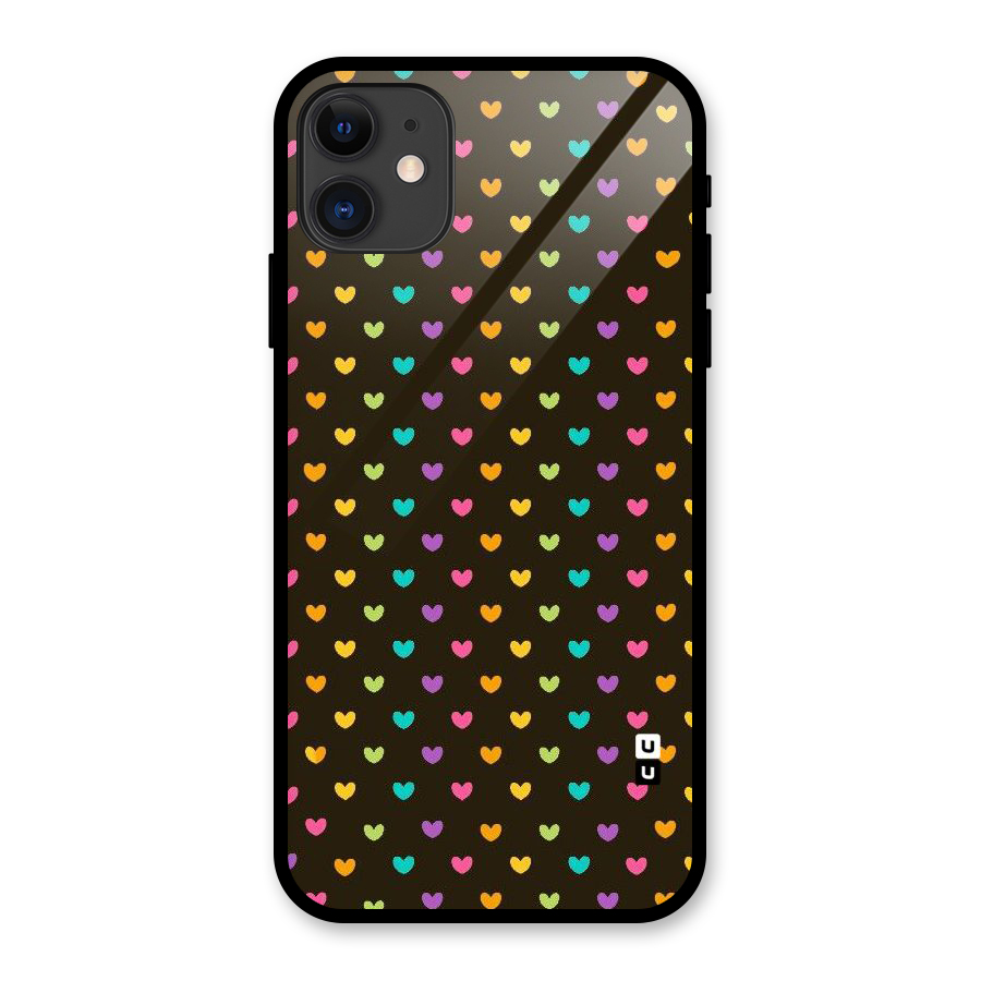 Rainbow Hearts Glass Back Case for iPhone 11