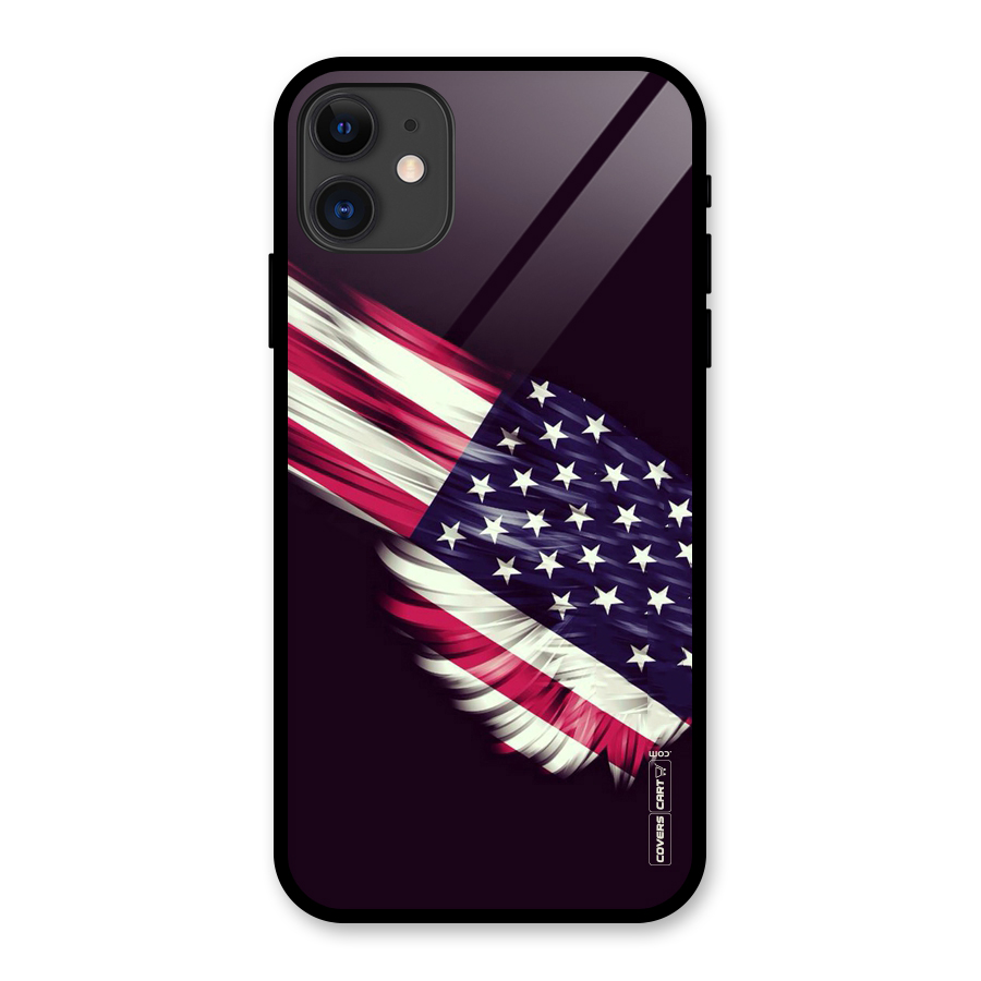 Red And White Stripes Stars Glass Back Case for iPhone 11