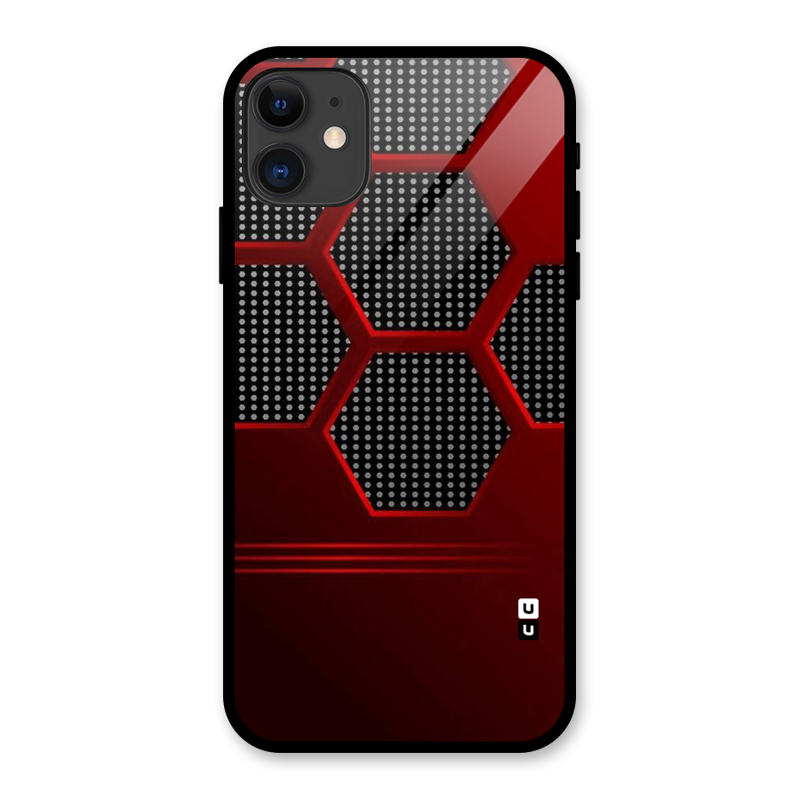 Red Black Hexagons Glass Back Case for iPhone 11