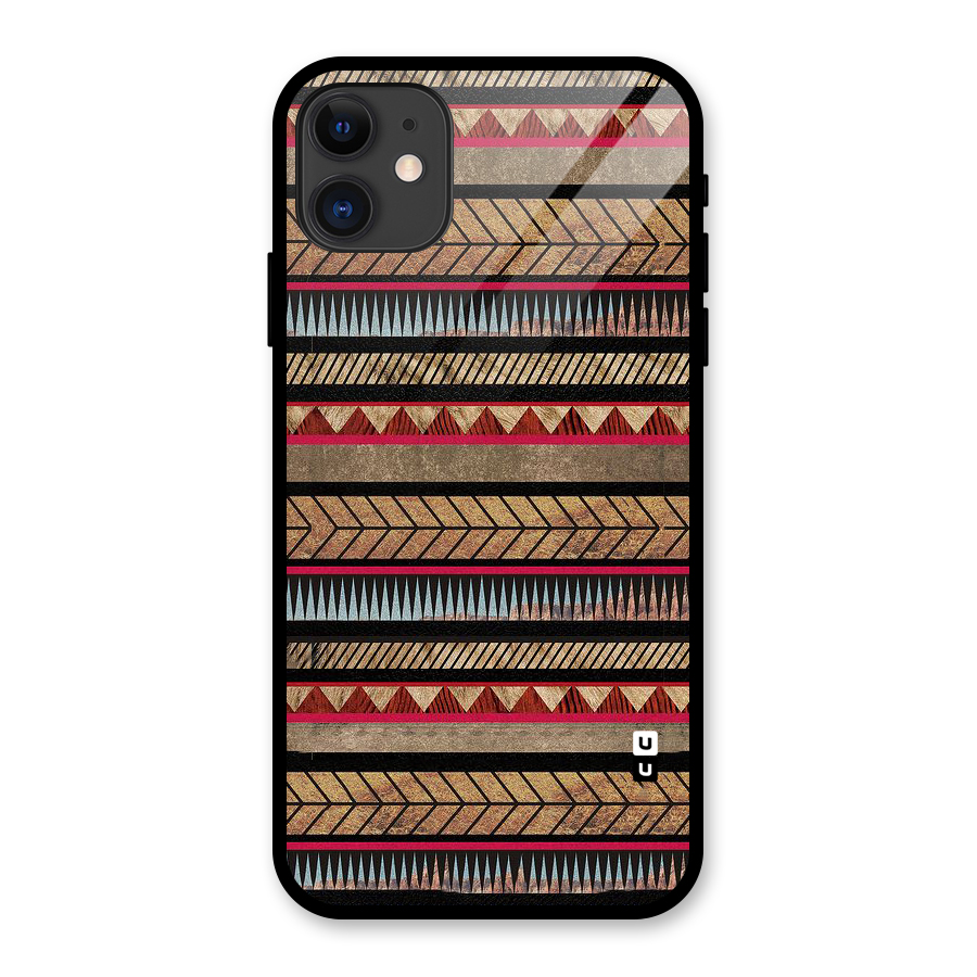 Red Indie Pattern Glass Back Case for iPhone 11
