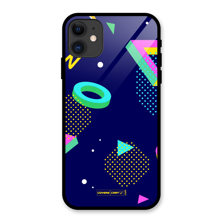 Retro Abstract Glass Back Case for iPhone 11