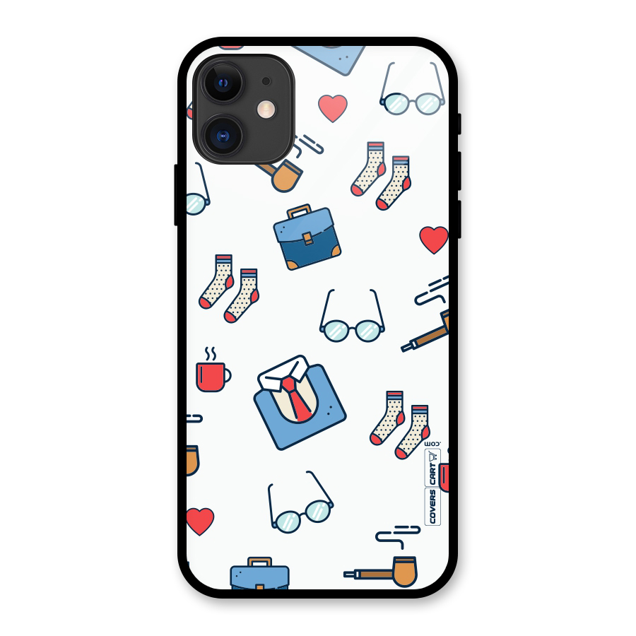 Shirt Spectacles Pattern Glass Back Case for iPhone 11