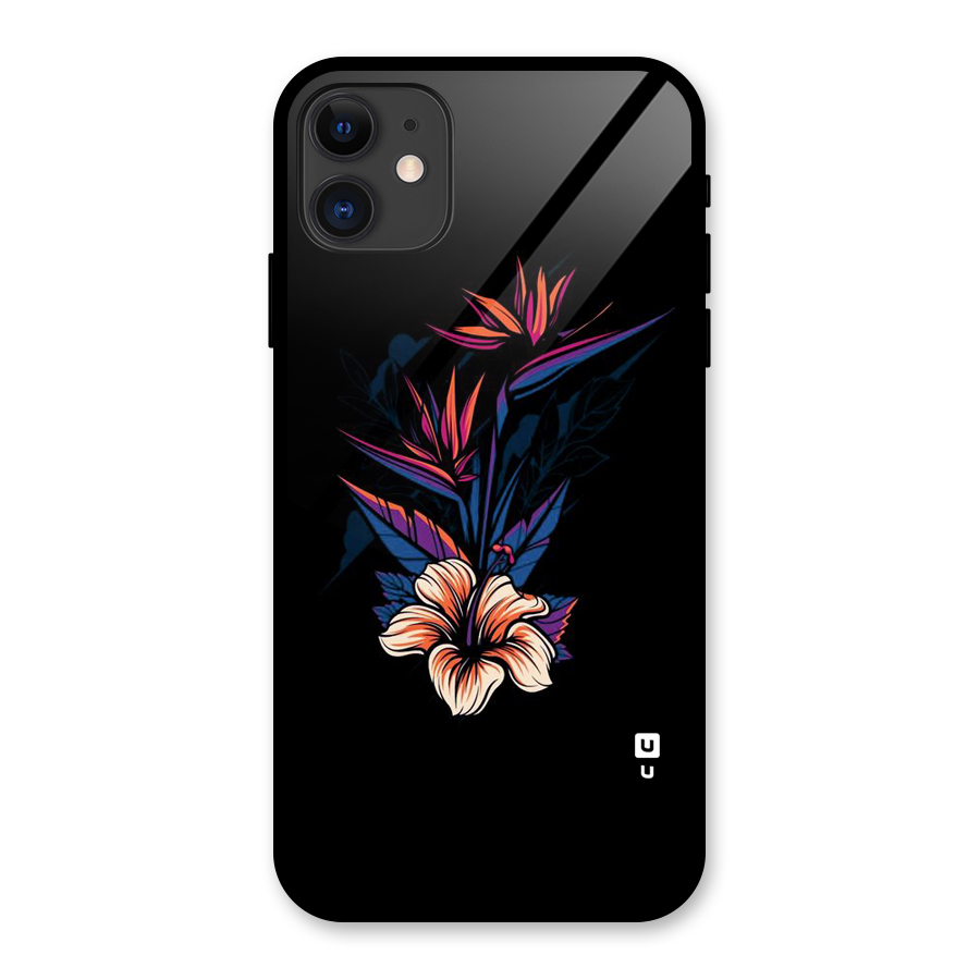 Single Painted Flower Glass Back Case for iPhone 11