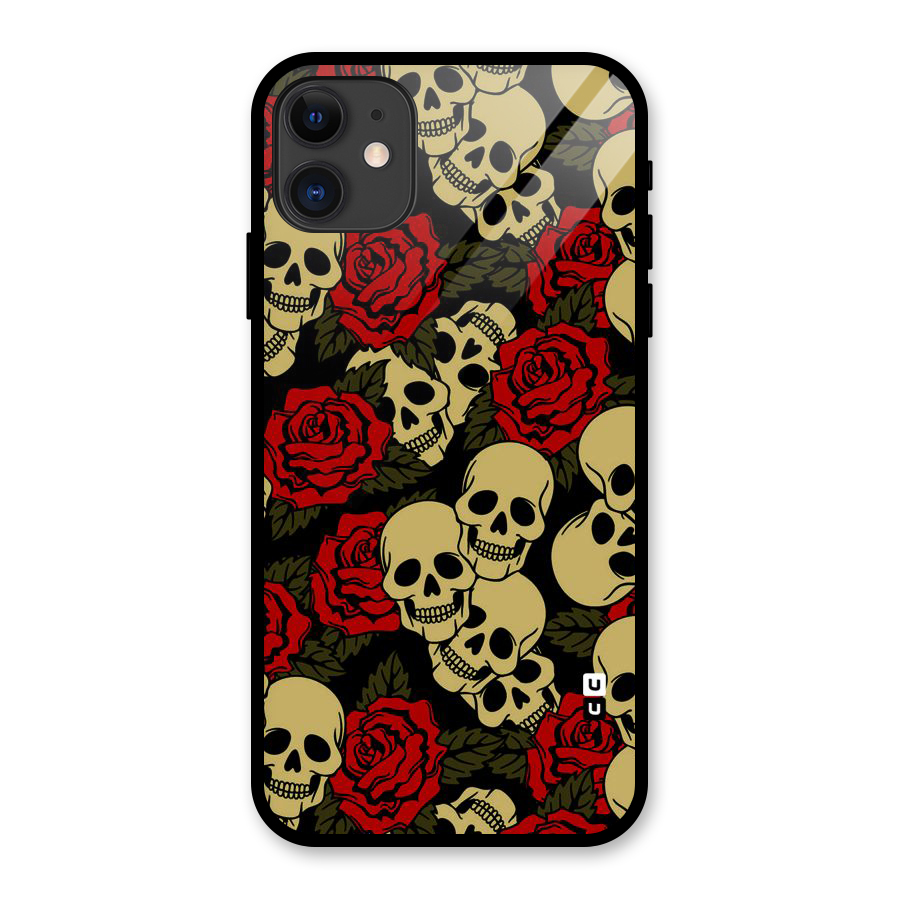 Skulled Roses Glass Back Case for iPhone 11