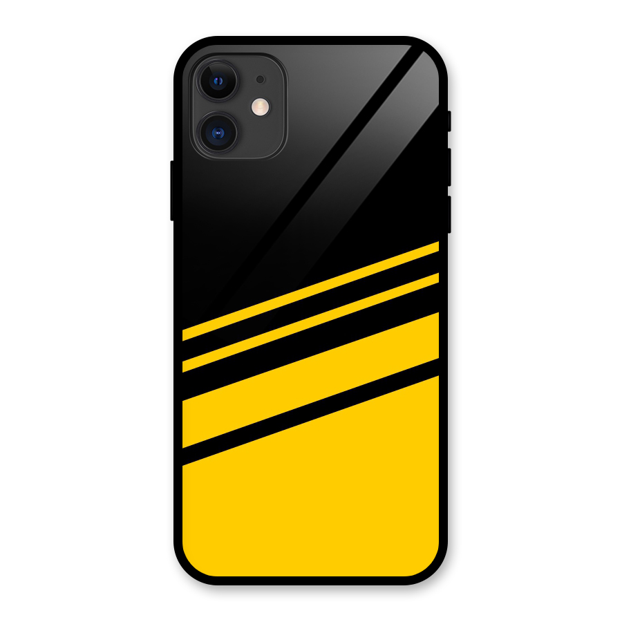 Slant Yellow Stripes Glass Back Case for iPhone 11