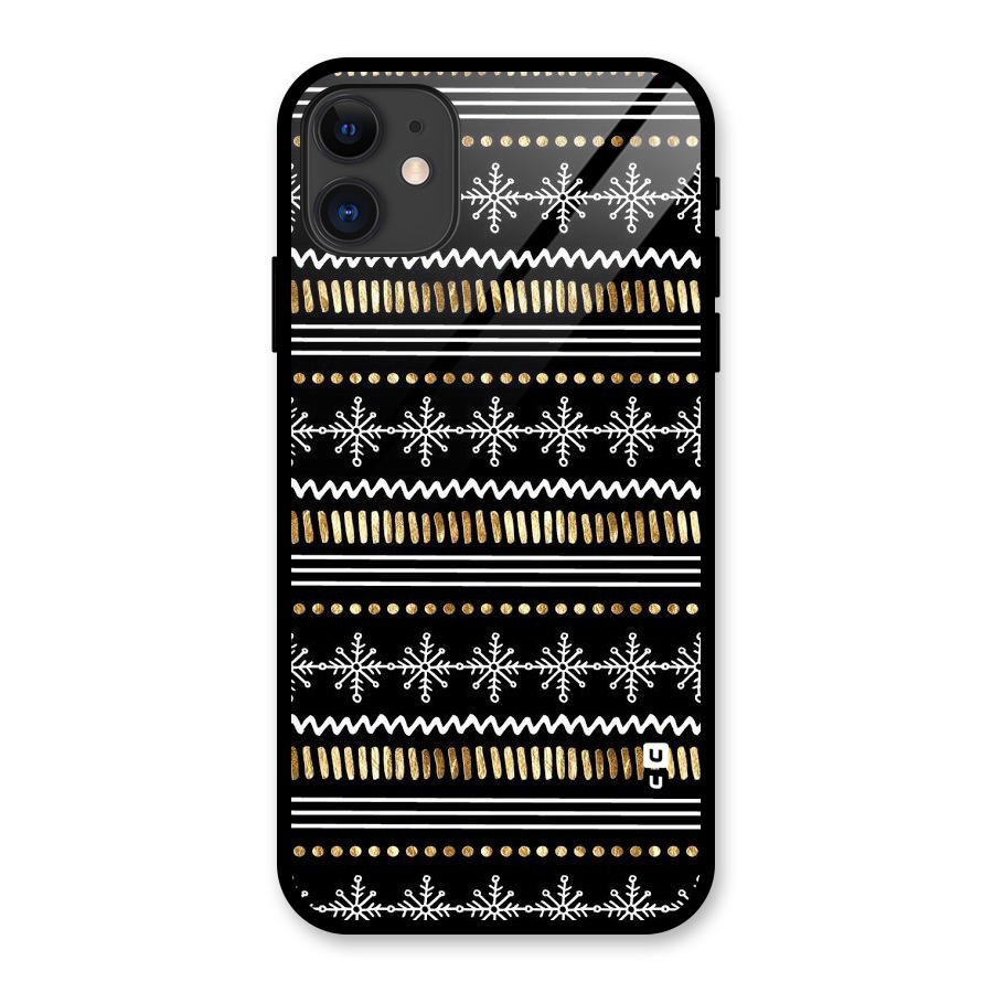 Snowflakes Gold Glass Back Case for iPhone 11