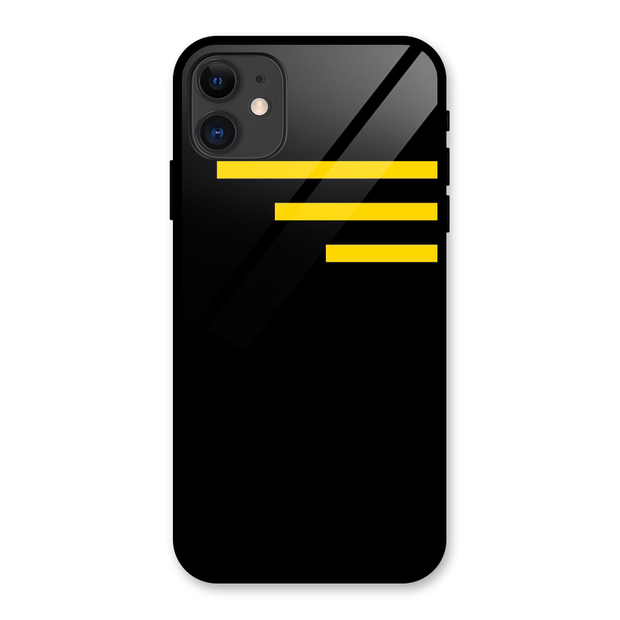 Sports Yellow Stripes Glass Back Case for iPhone 11