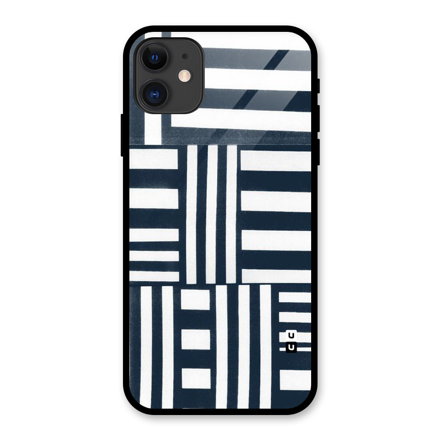 Square  Stripes Glass Back Case for iPhone 11