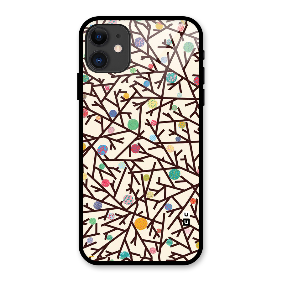 Stem Pattern Glass Back Case for iPhone 11