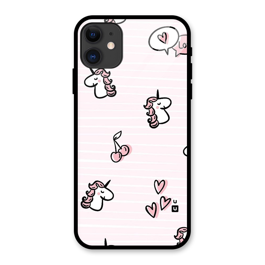 Strawberries And Unicorns Glass Back Case for iPhone 11