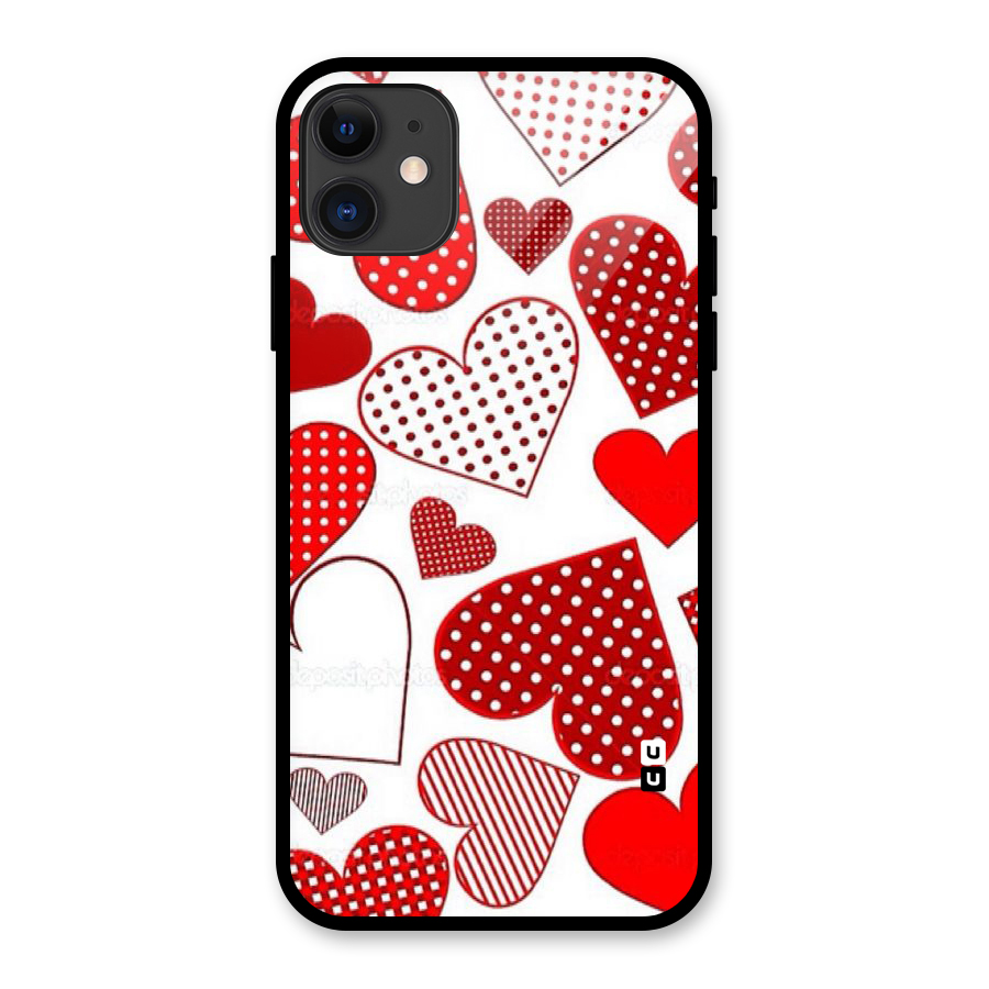 Style Hearts Glass Back Case for iPhone 11