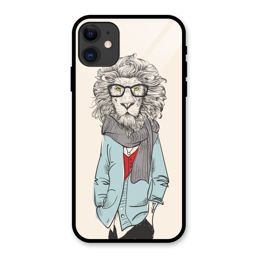 Stylish Lion Glass Back Case for iPhone 11