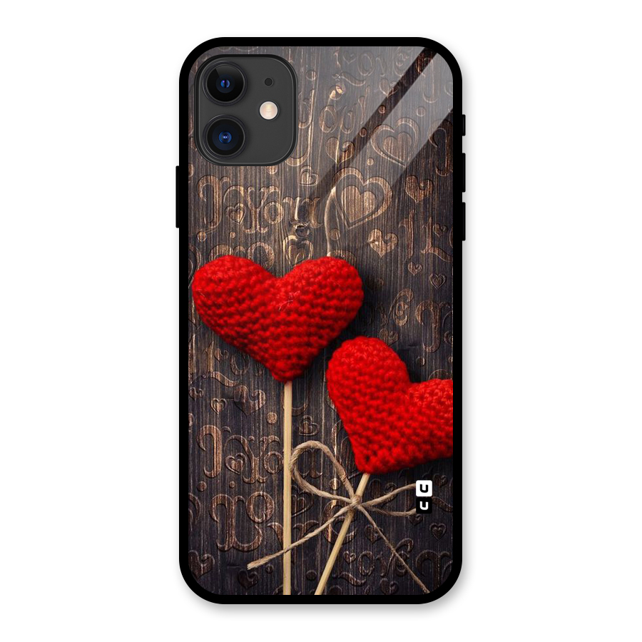 Thread Art Wooden Print Glass Back Case for iPhone 11