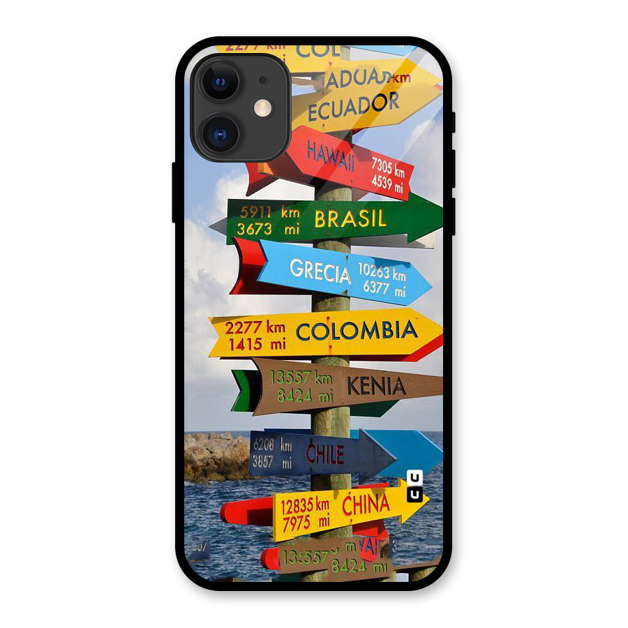 Travel Directions Glass Back Case for iPhone 11
