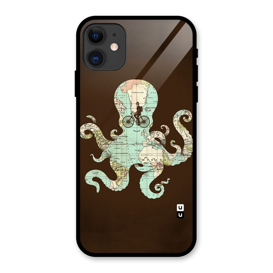 Travel Octopus Glass Back Case for iPhone 11