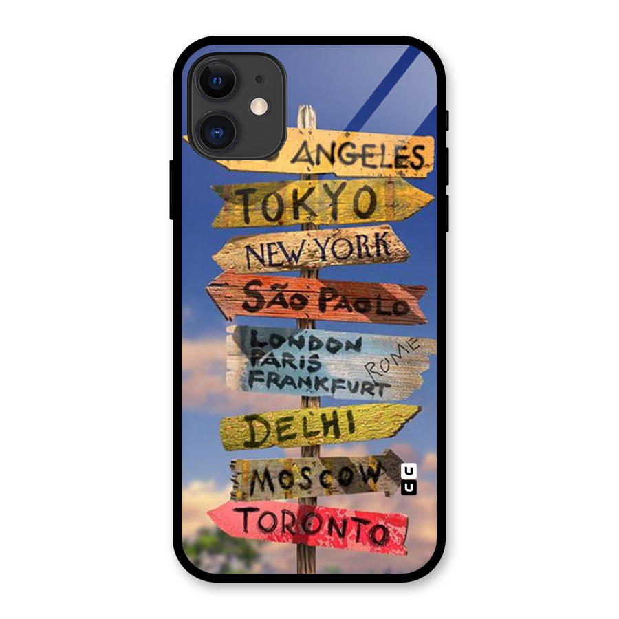 Travel Signs Glass Back Case for iPhone 11