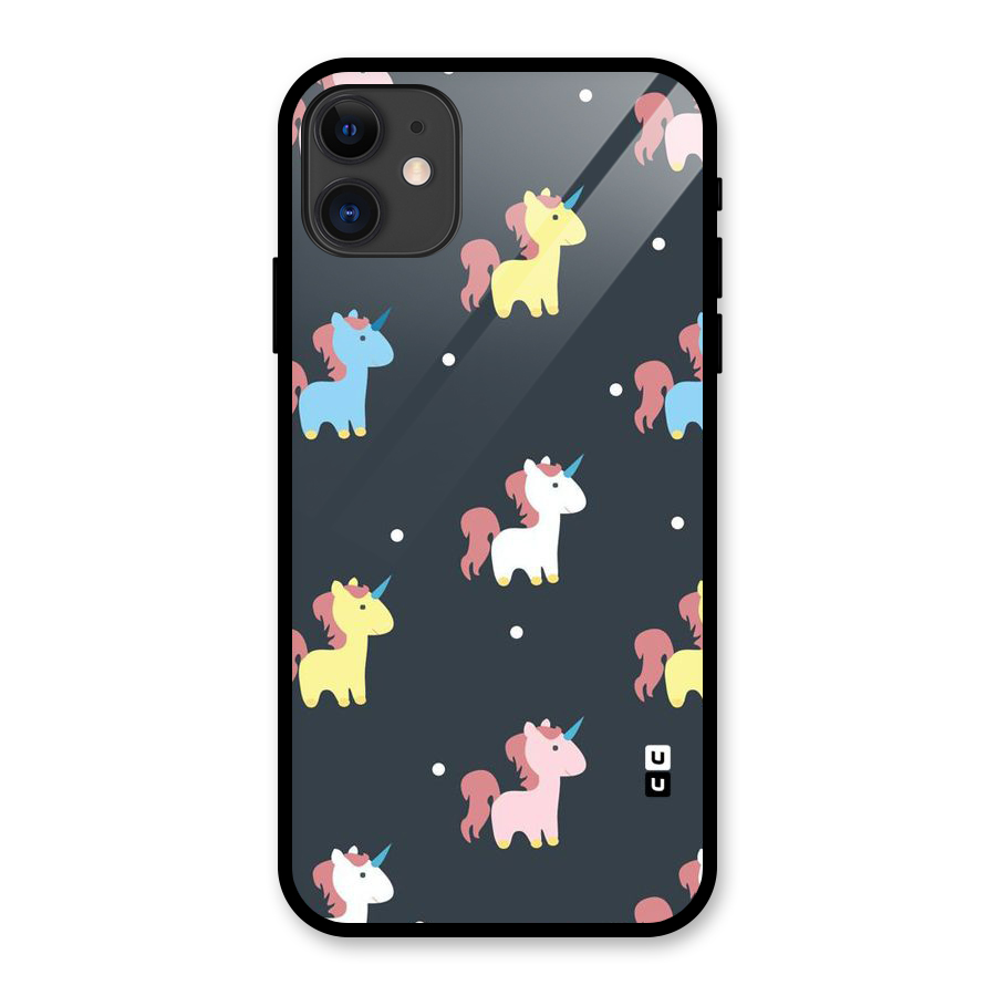 Unicorn Pattern Glass Back Case for iPhone 11